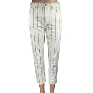 American Eagle White Striped High Waist Skinny Trousers Mom Denim Jeans Pants 2